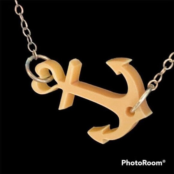 Vintage Anchor Gold Plated Sterling Silver Necklace - Picture 3 of 8